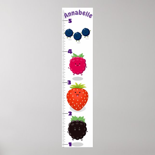 Cute fruit cartoon illustration growth chart (Front)