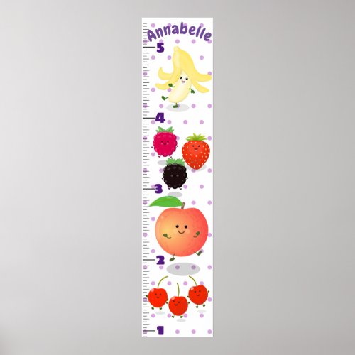 Cute fruit cartoon illustration growth chart