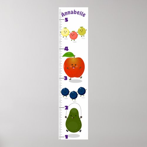 Cute fruit cartoon illustration growth chart