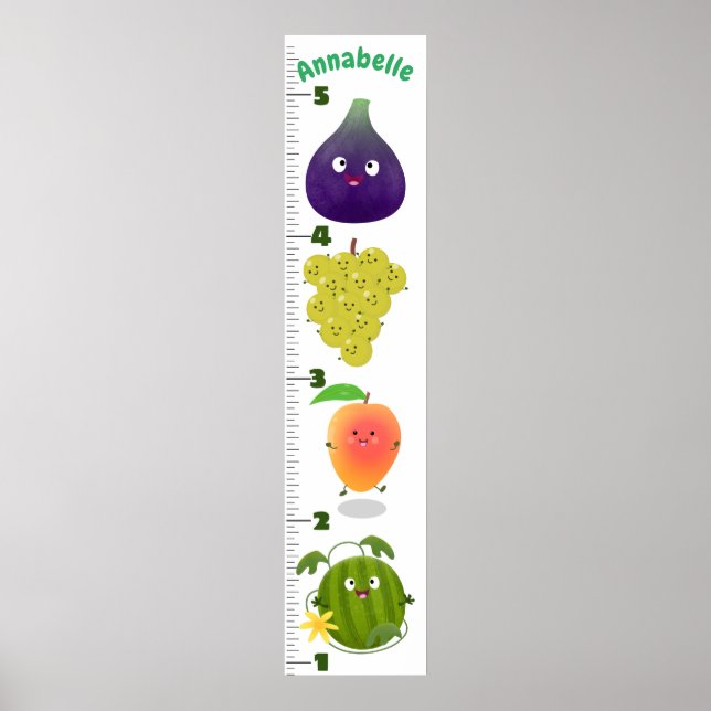 Cute fruit cartoon illustration growth chart (Front)