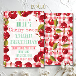 Cute Fruit Cherry Sweet Birthday Invitation