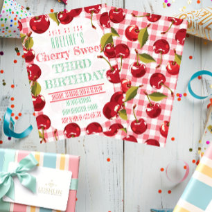Cute Fruit Cherry Sweet Birthday Invitation
