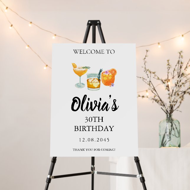 Cute Fruit Cocktail Birthday Welcome Poster (In Situ (Stand))