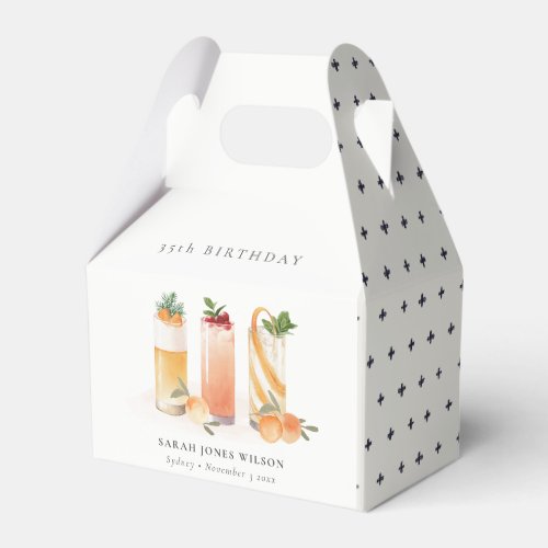 Cute Fruit Cocktail Blush Orange Any Age Birthday Favor Boxes