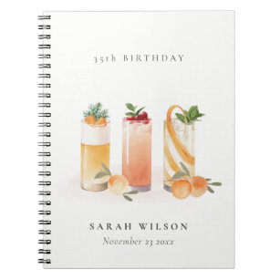 Cute Fruit Cocktail Blush Orange Any Age Birthday Notebook