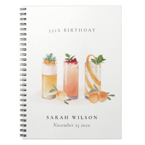 Cute Fruit Cocktail Blush Orange Any Age Birthday Notebook