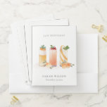 Cute Fruit Cocktail Blush Orange Any Age Birthday Pocket Folder<br><div class="desc">For any further customisation or any other matching items,  please feel free to contact me at yellowfebstudio@gmail.com</div>