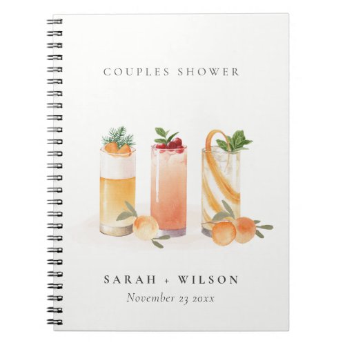 Cute Fruit Cocktail Blush Orange Couples Shower Notebook