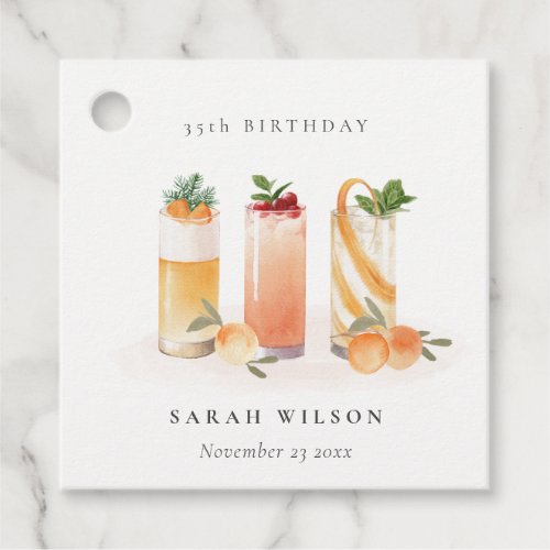 Cute Fruit Cocktail Orange Blush Any Age Birthday Favor Tags
