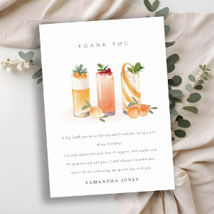 Cute Fruit Cocktail Orange Blush Any Age Birthday Thank You Card
