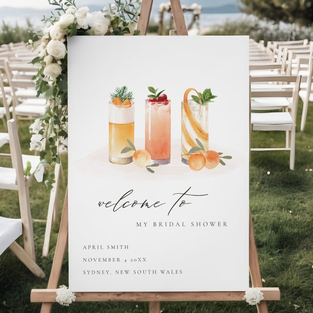 Cute Fruit Cocktail Orange Bridal Shower Invite Foam Board (Creator Uploaded)