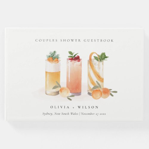 Cute Fruit Cocktail Orange Couples Shower Guest Book