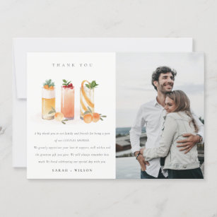 Cute Fruit Cocktail Orange Photo Couples Shower Thank You Card
