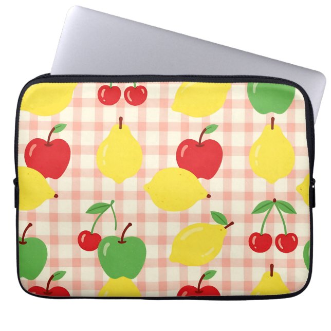 Cute Fruit Gingham Pattern Laptop Sleeve (Front)