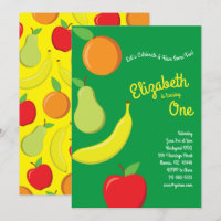 Cute Fruit Kids 1st Birthday Party Apple Banana