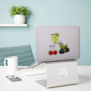 Cute Fruit Large 8" x 8" Custom-Cut Vinyl Stickers