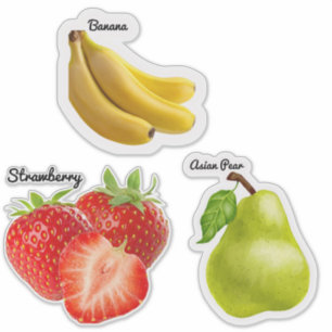 Cute Fruit Large 8" x 8" Custom-Cut Vinyl Stickers
