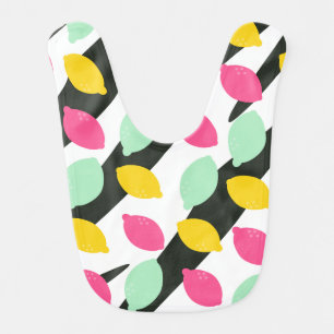 Cute Fruit Lemon and Lime Stripes Baby Bib