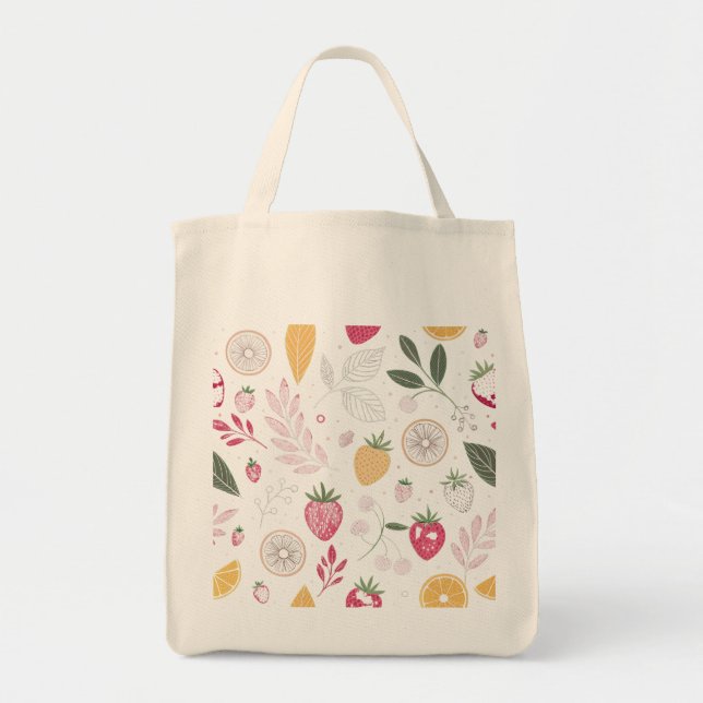Cute Fruit Market Grocery Tote Bag (Front)