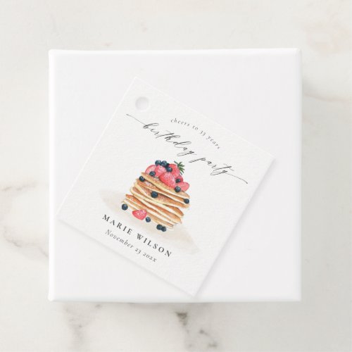 Cute Fruit Pancake Watercolor Any Age Birthday Favor Tags