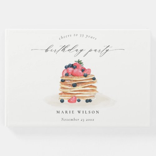 Cute Fruit Pancake Watercolor Any Age Birthday Guest Book