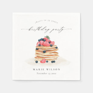 Cute Fruit Pancake Watercolor Any Age Birthday Napkins