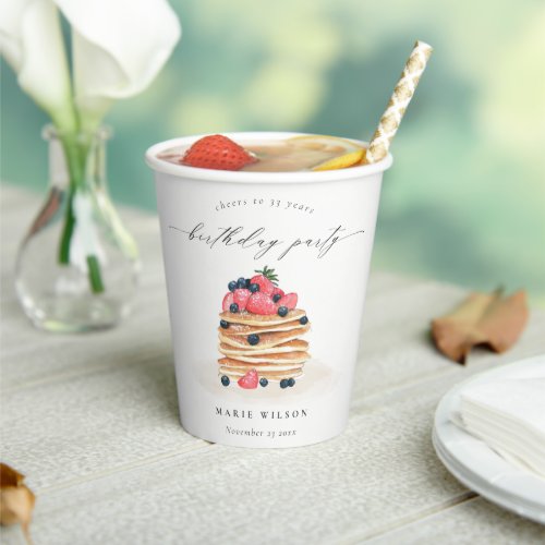 Cute Fruit Pancake Watercolor Any Age Birthday Paper Cups