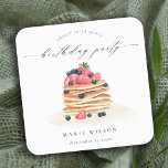 Cute Fruit Pancake Watercolor Any Age Birthday Square Paper Coaster<br><div class="desc">If you need any further customisation please feel free to message me on yellowfebstudio@gmail.com.</div>
