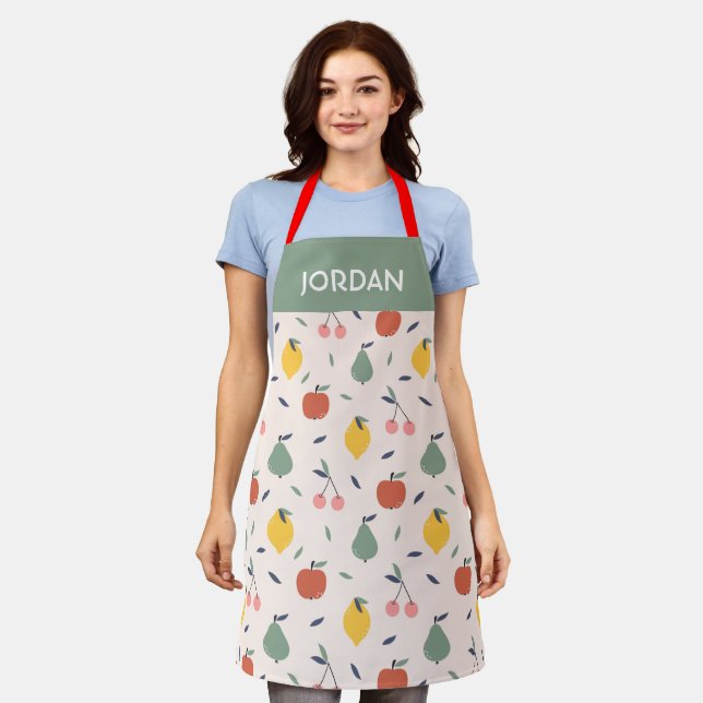 Cute Fruit Pattern Apron (Worn)