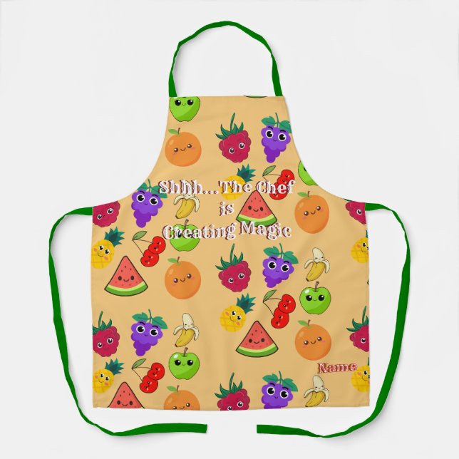 Cute Fruit Pattern Apron Custom Catering Cafe Unif (Front)