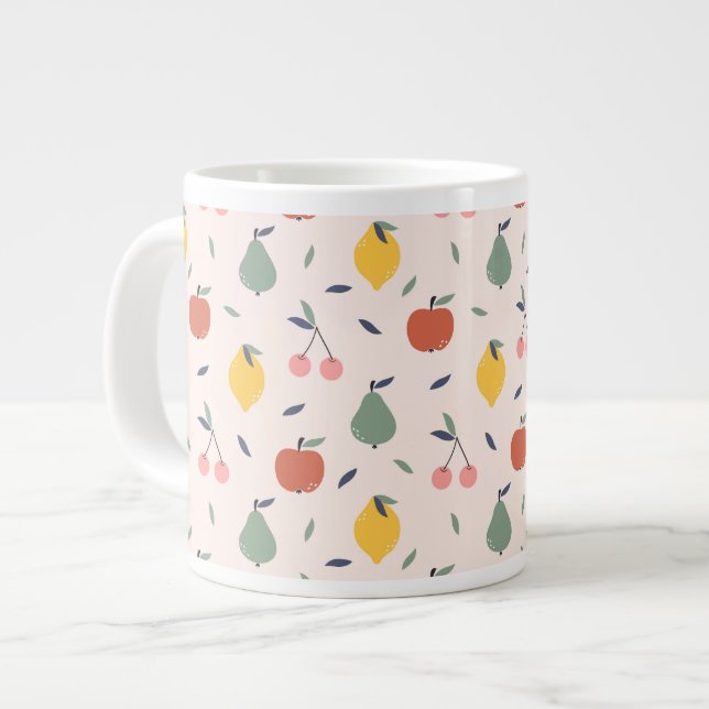 Cute Fruit Pattern Giant Coffee Mug (Front Left)