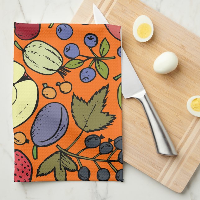 Cute fruit pattern l Orange garden  Kitchen Towel (Quarter Fold)