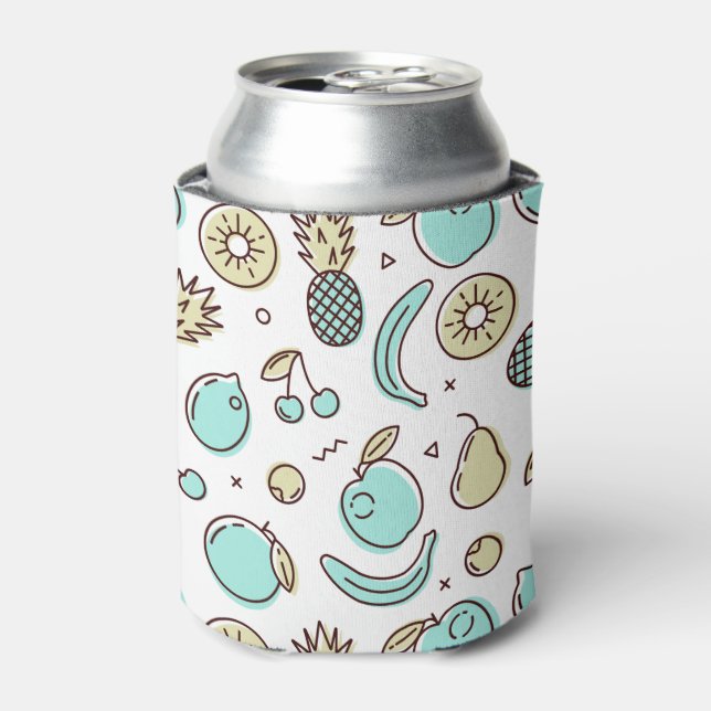 Cute Fruit Pattern Summery Line Drawing Can Cooler (Can Front)