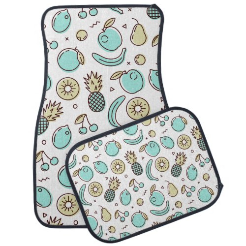 Cute Fruit Pattern Summery Line Drawing Car Floor Mat