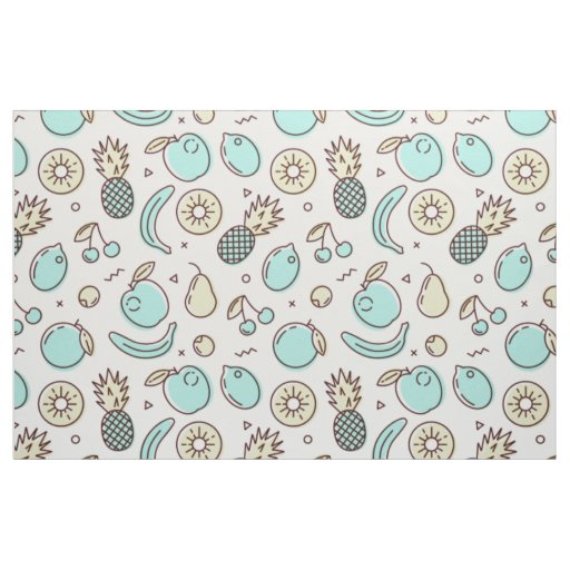 Cute Fruit Pattern Summery Line Drawing Fabric