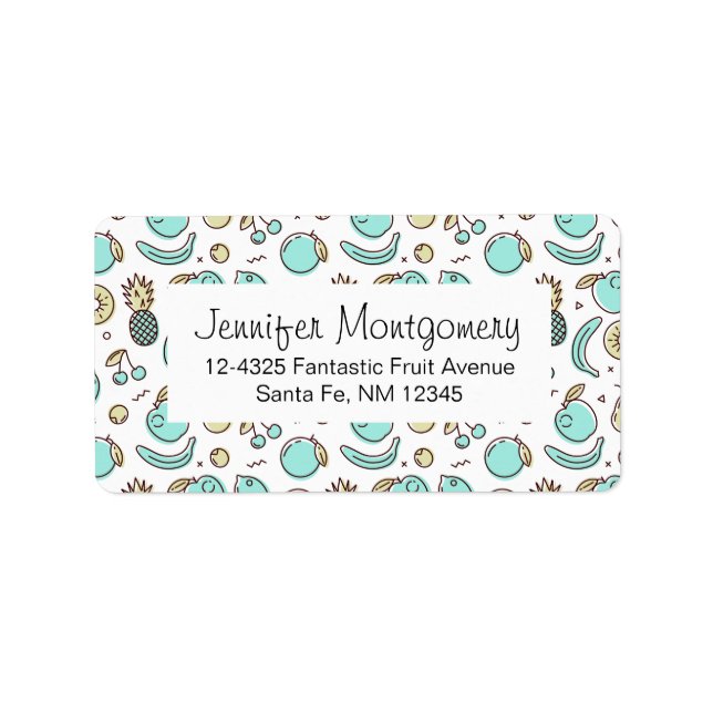 Cute Fruit Pattern Summery Line Drawing Label (Front)