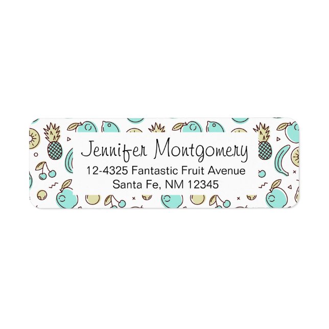 Cute Fruit Pattern Summery Line Drawing Label (Front)