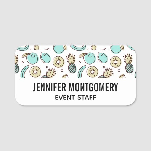 Cute Fruit Pattern Summery Line Drawing Name Tag
