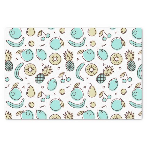 Cute Fruit Pattern Summery Line Drawing Tissue Paper