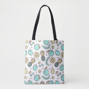 Cute Fruit Pattern Summery Line Drawing Tote Bag