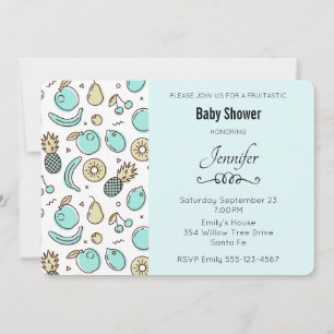 Cute Fruit Pattern Summery Themed Baby Shower Invitation