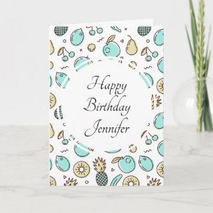 Cute Fruit Pattern Summery Themed Birthday Card