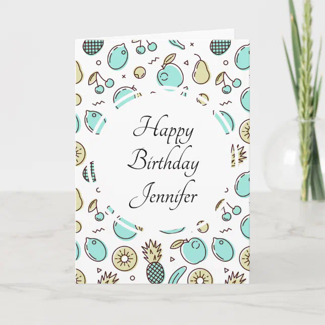 Cute Fruit Pattern Summery Themed Birthday Card | Zazzle