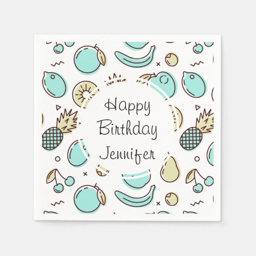 Cute Fruit Pattern Summery Themed Birthday Napkins