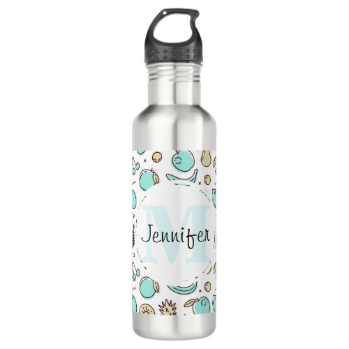 Cute Fruit Pattern Summery Themed Monogram Stainless Steel Water Bottle