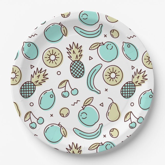 Cute Fruit Pattern Summery Themed Paper Plates (Front)