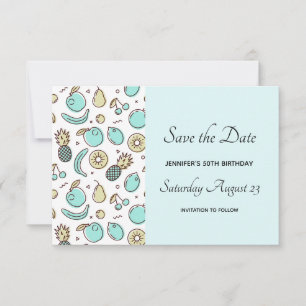 Cute Fruit Pattern Summery Themed Save The Date