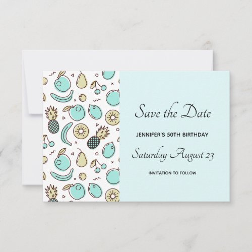 Cute Fruit Pattern Summery Themed Save The Date