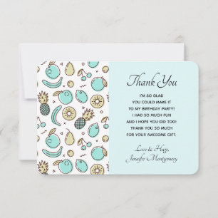 Cute Fruit Pattern Summery Themed Thank You Card