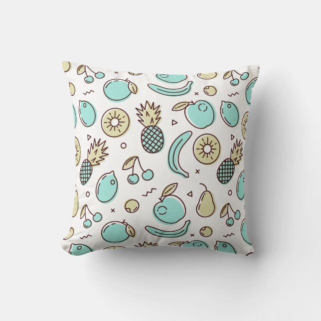 Cute Fruit Pattern Summery Themed Throw Pillow (Front)